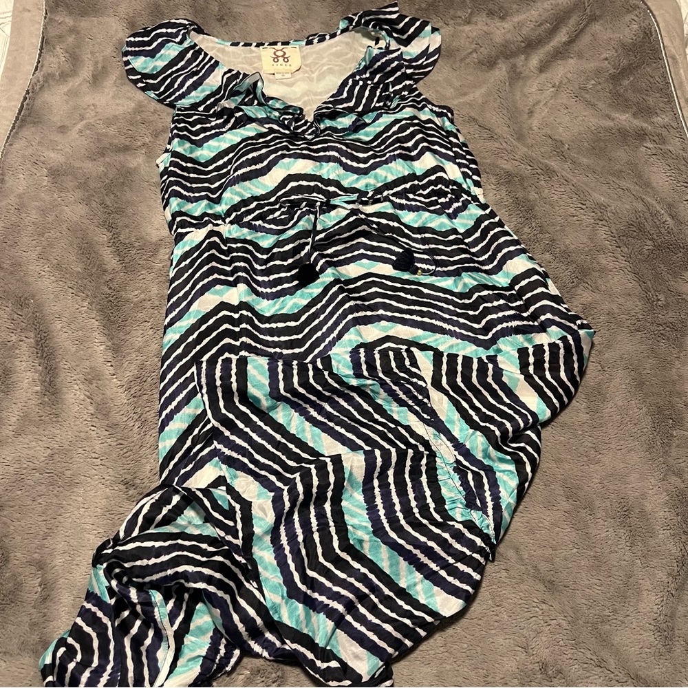 Figue Silk Chevron Stripe Midi Dress